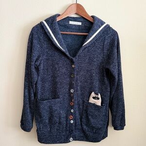 Umi by Life Navy Cardigan | Japanese Style | Mixed Buttons | Sailor | Size F